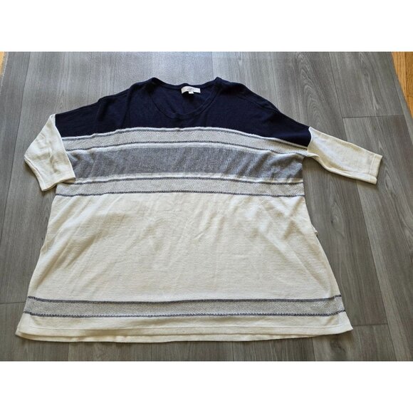 Loft Striped Color Block Soft Knit Dolman Sleeve Sweater Top - Picture 5 of 9